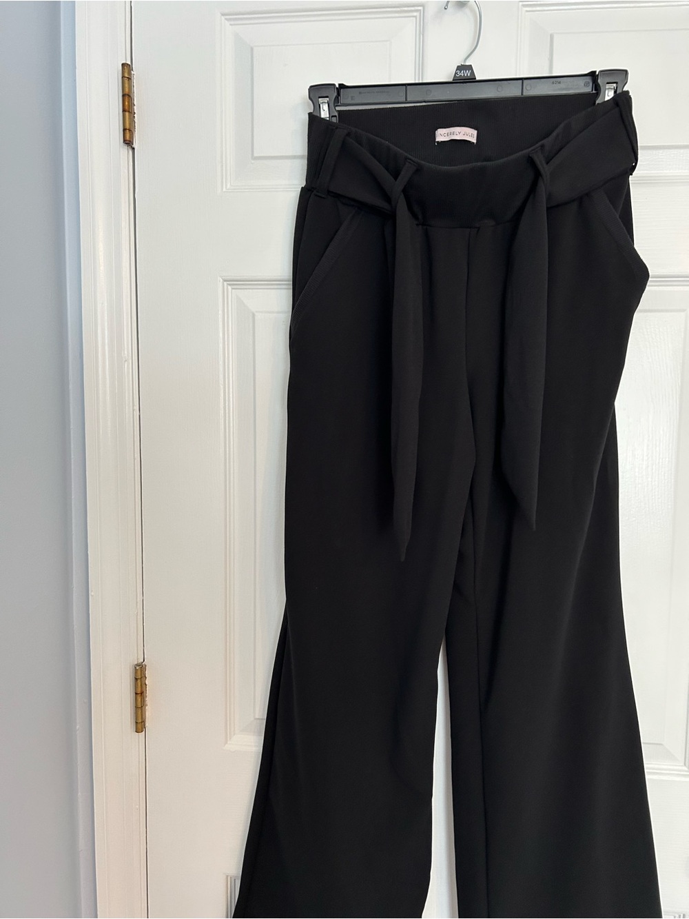 Sincerely Jules Black Paperbag-Waist Wide Leg Pants